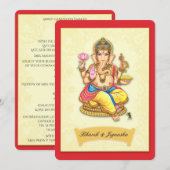 Ganesha Indiase bruiloft uitnodiging (Voorkant / Achterkant)