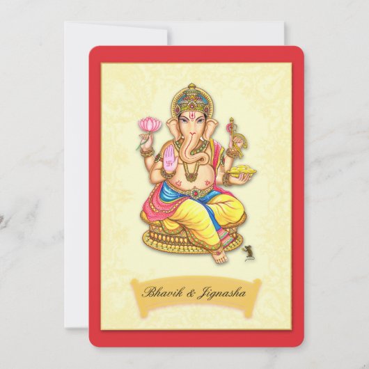 Ganesha Indiase bruiloft uitnodiging (Voorkant)