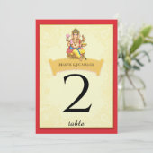 Ganesha Indische Trouwtafel Nummer Kaart (Staand voorkant)
