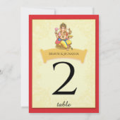Ganesha Indische Trouwtafel Nummer Kaart (Achterkant)