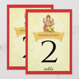 Ganesha Indische Trouwtafel Nummer Kaart