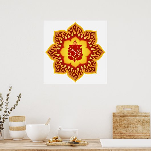 Ganesha Lotus Design Poster (Keuken)