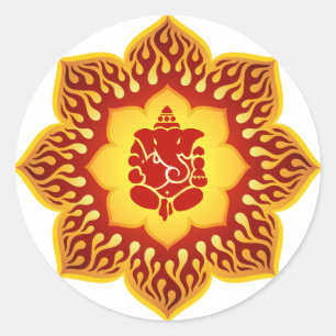 Ganesha Lotus Design Ronde Sticker