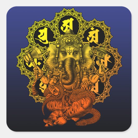 Ganesha Mandala2 Vierkante Sticker (Voorkant)
