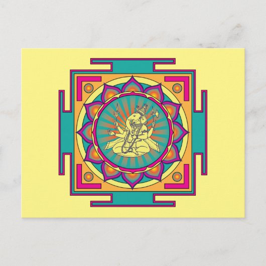 Ganesha Mandala Briefkaart (Voorkant)