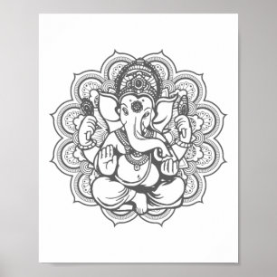 Ganesha Mandala Hindoe God Hinduisme Yoga Cadeau _ Poster
