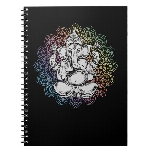 Ganesha Mandala Hindu Yoga Spirituele olifant Notitieboek (Voorkant)