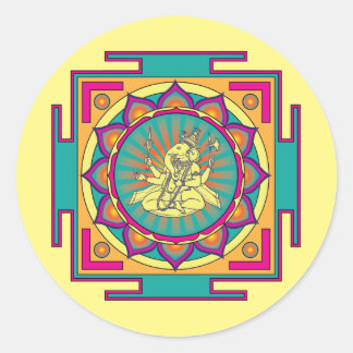 Ganesha Mandala Ronde Sticker