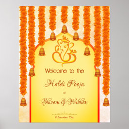 Ganesha marigold garlands Haldi Ganesh pooja Poster