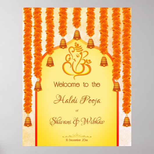 Ganesha marigold garlands Haldi Ganesh pooja Poster (Voorkant)