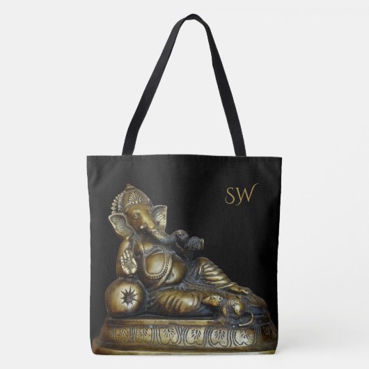 Ganesha met (of zonder) uw Initialen opnieuw rangs Tote Bag (Voorkant)