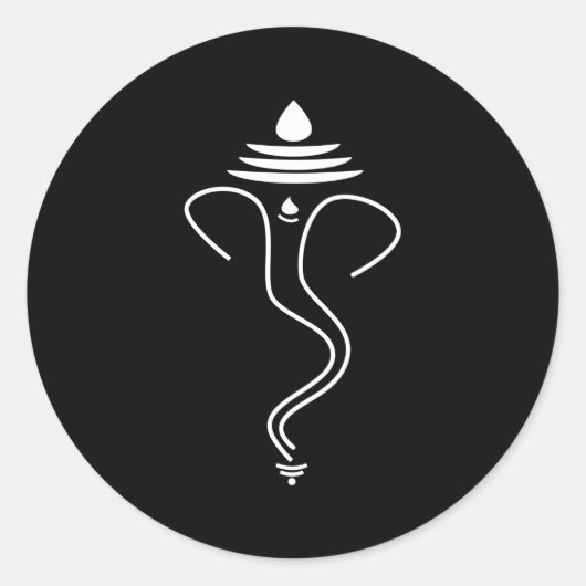 Ganesha Minimalist Ganesh Ronde Sticker (Voorkant)