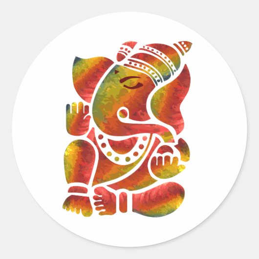 Ganesha Multicolor Painting Ronde Sticker (Voorkant)