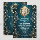 Ganesha olifant blauw goud Hindi Hindoe bruiloft Kaart (Voorkant / Achterkant)