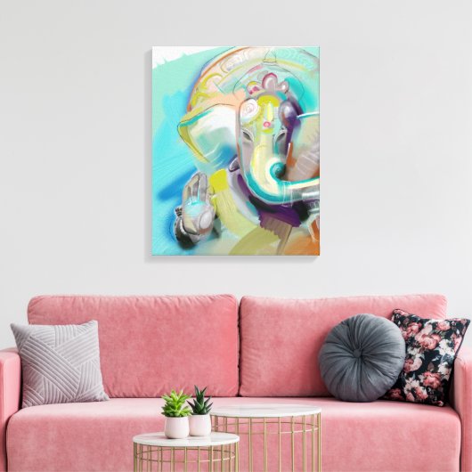 Ganesha - olifant buddha - kunstdruk op doek canvas afdruk (Insitu (Woonkamer))