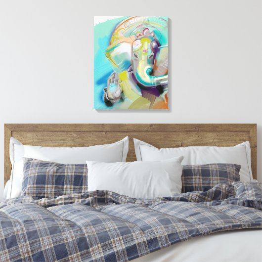 Ganesha - olifant buddha - kunstdruk op doek canvas afdruk (Insitu (Slaapkamer))