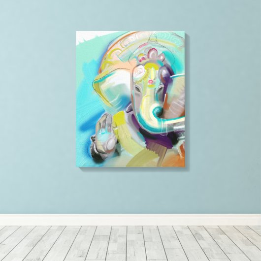 Ganesha - olifant buddha - kunstdruk op doek canvas afdruk (Insitu (Houten vloer))