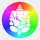 Ganesha Rainbow Ronde Sticker (Voorkant)