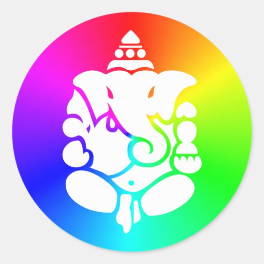 Ganesha Rainbow Ronde Sticker (Voorkant)