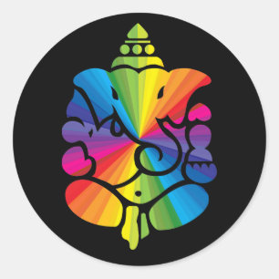 Ganesha Regenboog teken Ronde Sticker