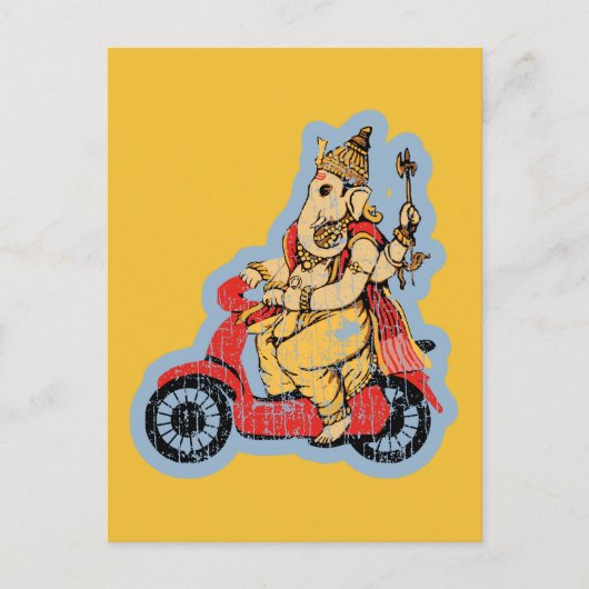 Ganesha Riding a Scooter Briefkaart (Voorkant)