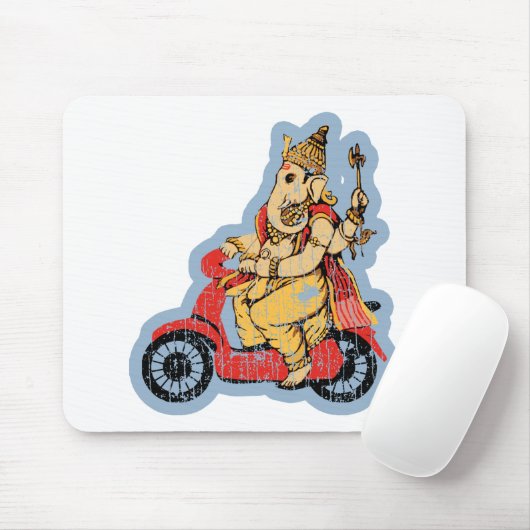 Ganesha Riding a Scooter Muismat (Met muis)