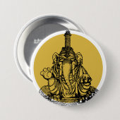 Ganesha Ronde Button 7,6 Cm (Voorkant /achterkant)