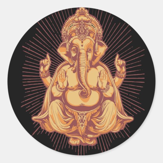 Ganesha Ronde Sticker (Voorkant)