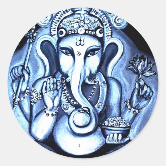 Ganesha Ronde Sticker (Voorkant)