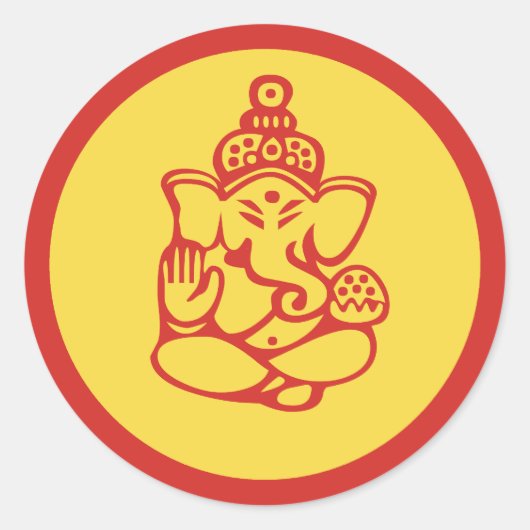 Ganesha Ronde Sticker (Voorkant)