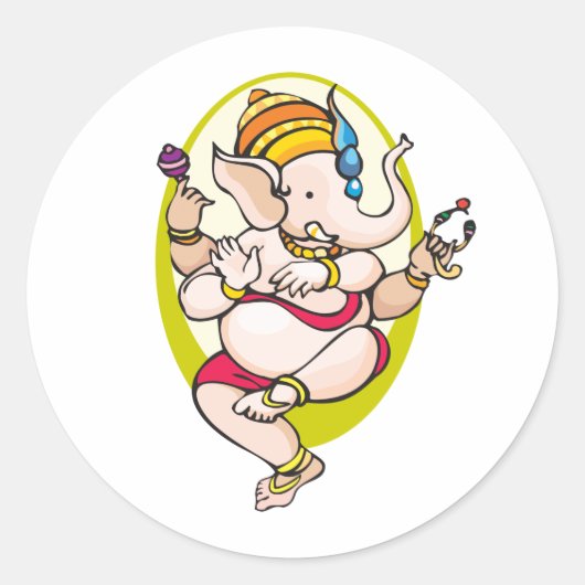 Ganesha Ronde Sticker (Voorkant)