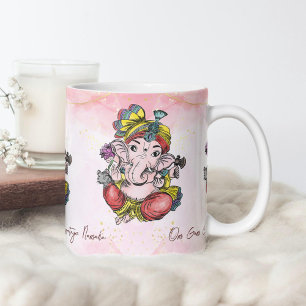 Ganesha roze Ganapathi gepersonaliseerd cadeau Koffiemok
