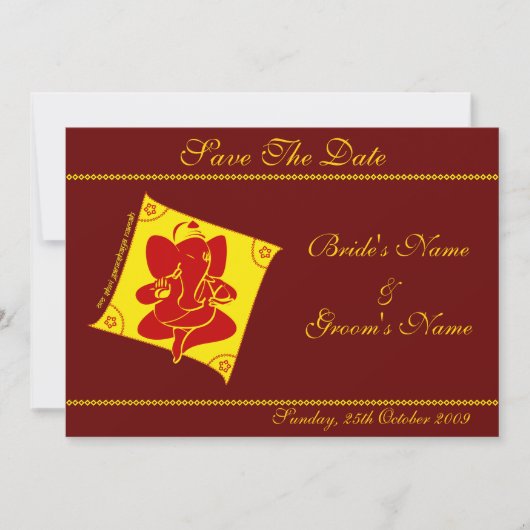 Ganesha Sla de datum op Save The Date (Voorkant)