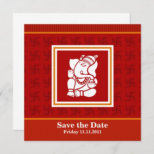Ganesha sparen de Datum Save The Date (Voorkant / Achterkant)
