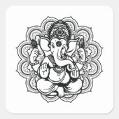 Ganesha Square Sticker (Voorkant)