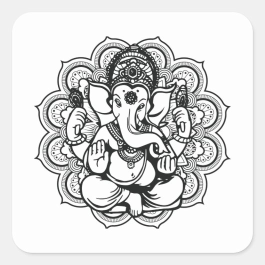 Ganesha Square Sticker (Voorkant)