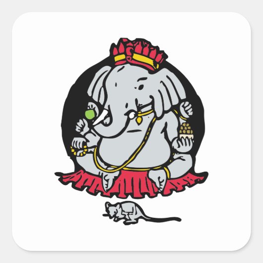 Ganesha Square Sticker (Voorkant)