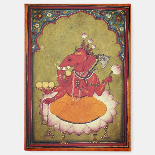 Ganesha staat op het punt zijn lotus te gooien magneet
