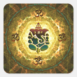 Ganesha - Succes, Overwinning, Welvaart, Kennis Vierkante Sticker