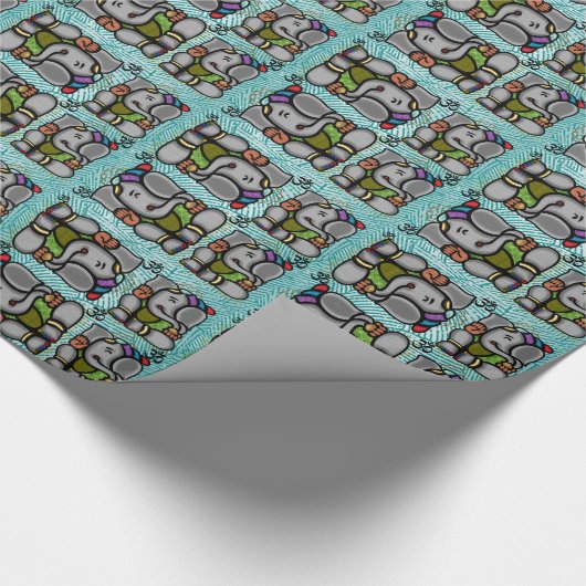 Ganesha Tegels op turquoise achtergrond Cadeaupapier (Hoek)