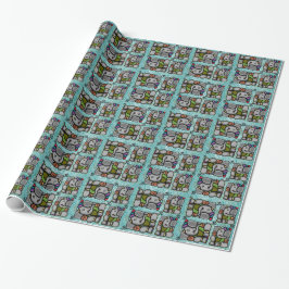 Ganesha Tegels op turquoise achtergrond Cadeaupapier