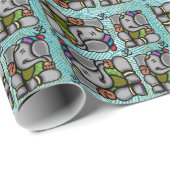 Ganesha Tegels op turquoise achtergrond Cadeaupapier (Rol Hoek)