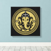 Ganesha-thema Hindu kunstprint Canvas Afdruk (Insitu (Houten vloer))