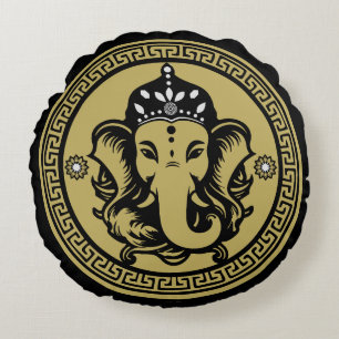 Ganesha-thema Hindu kunstprint Rond Kussen