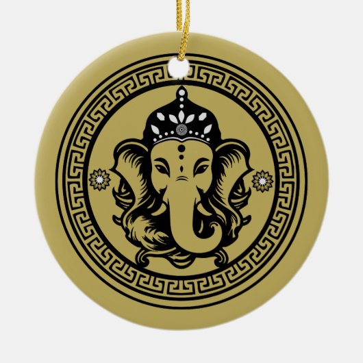 Ganesha Themed Hindu Art Print Keramisch Ornament (Voorkant)