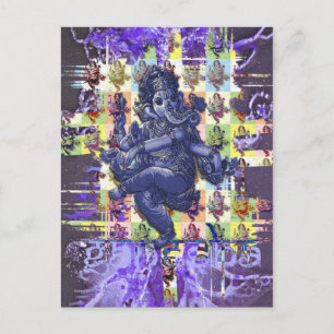 GANESHA   violet verfsplaatstet Briefkaart