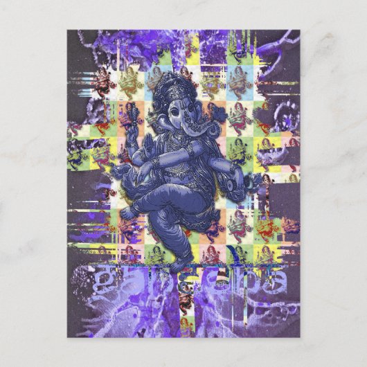 GANESHA | violet verfsplaatstet Briefkaart (Voorkant)