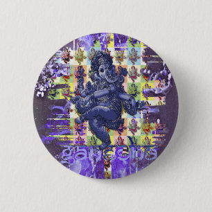 GANESHA   violet verfsplaatstet Ronde Button 5,7 Cm
