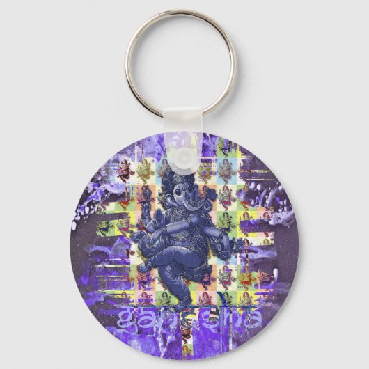 GANESHA | violet verfsplaatstet Sleutelhanger (Voorkant)
