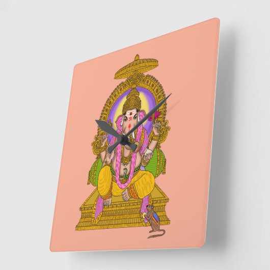 Ganesha Wall Clock Vierkante Klok (Hoek)